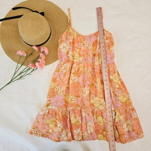 Billabong Women's Sundress Size XL Mini Dress Tiered Orange Vacation Boho Flowy - Picture 6 of 15